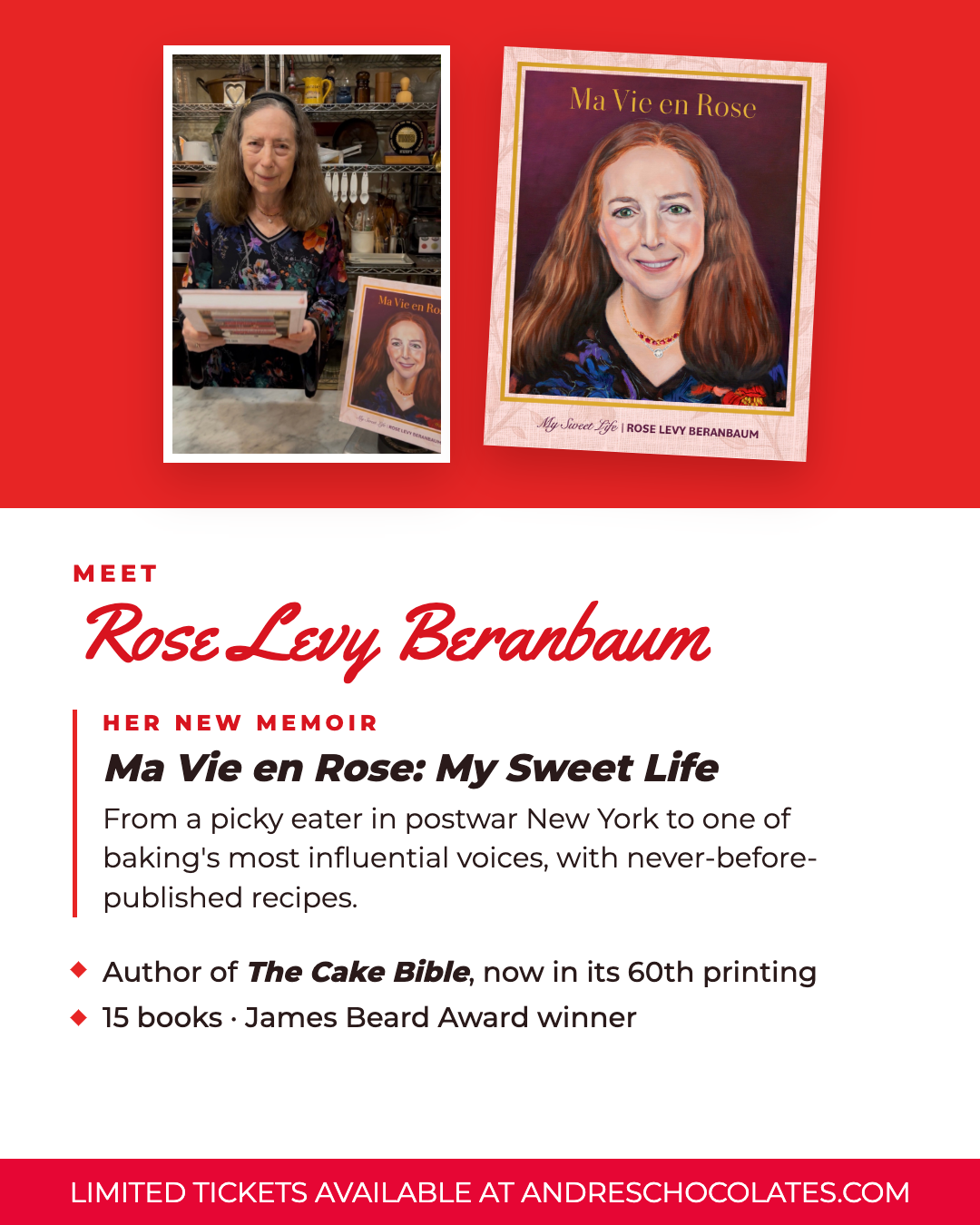 1 Ticket to An Evening with Erin Jeanne McDowell and Rose Levy Beranbaum November 19 2026