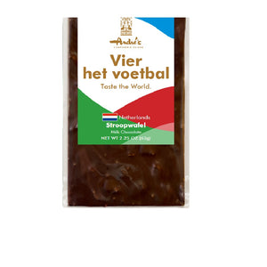 Chocolate bar packaging with a colorful label on a white background