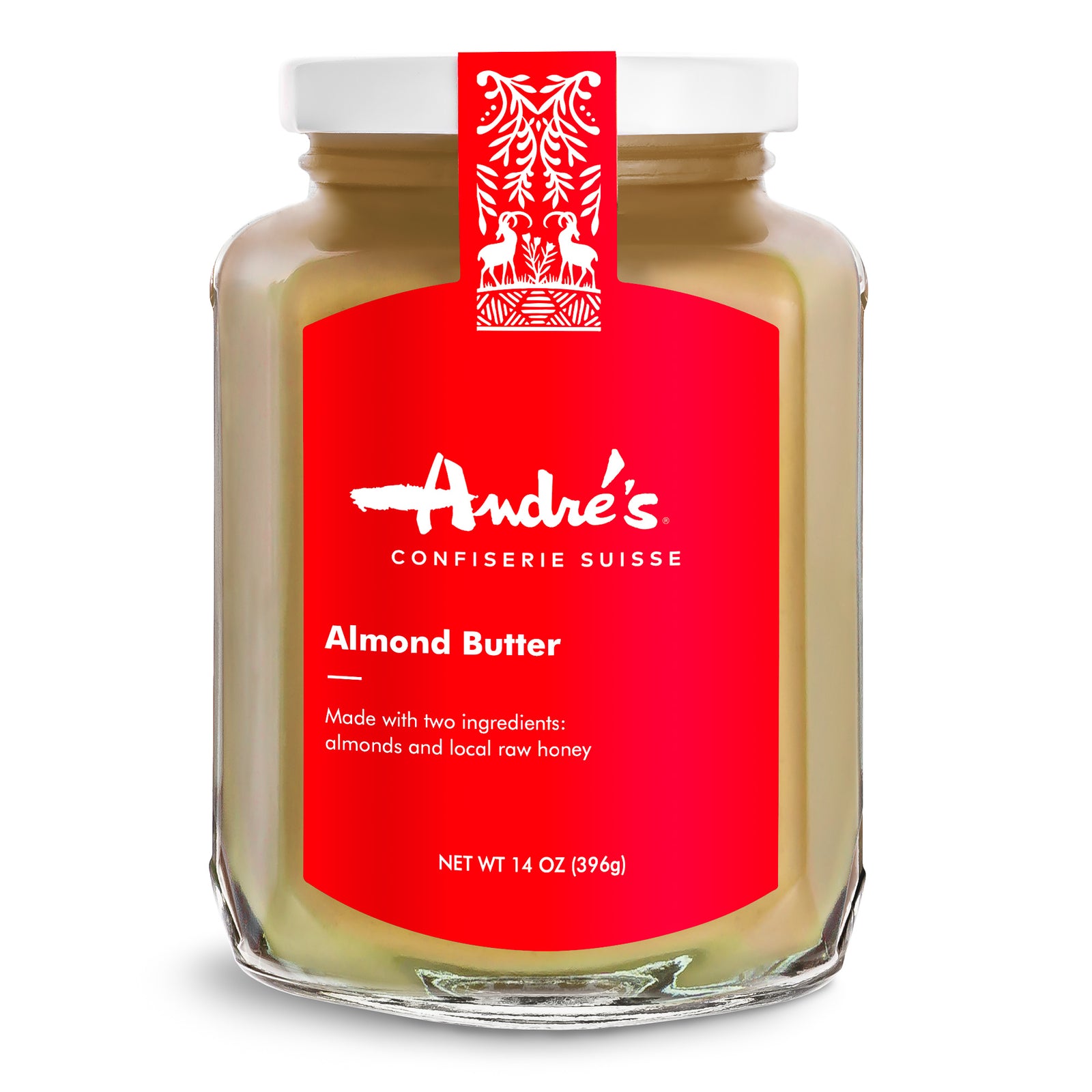 7 oz jar of almond butter with red label