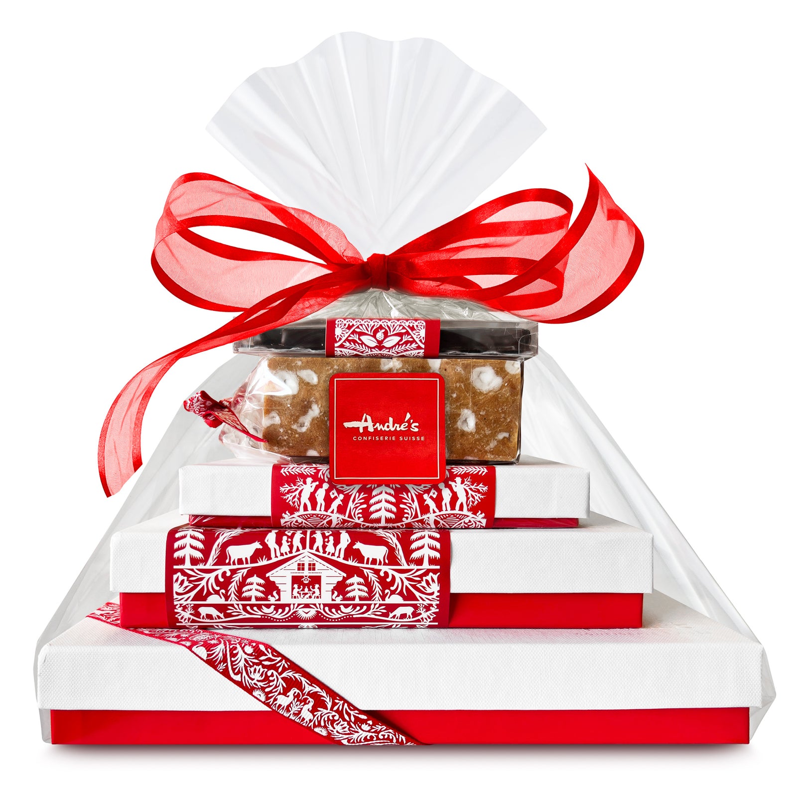 The 6 items contained in the gift box laid out on a table.